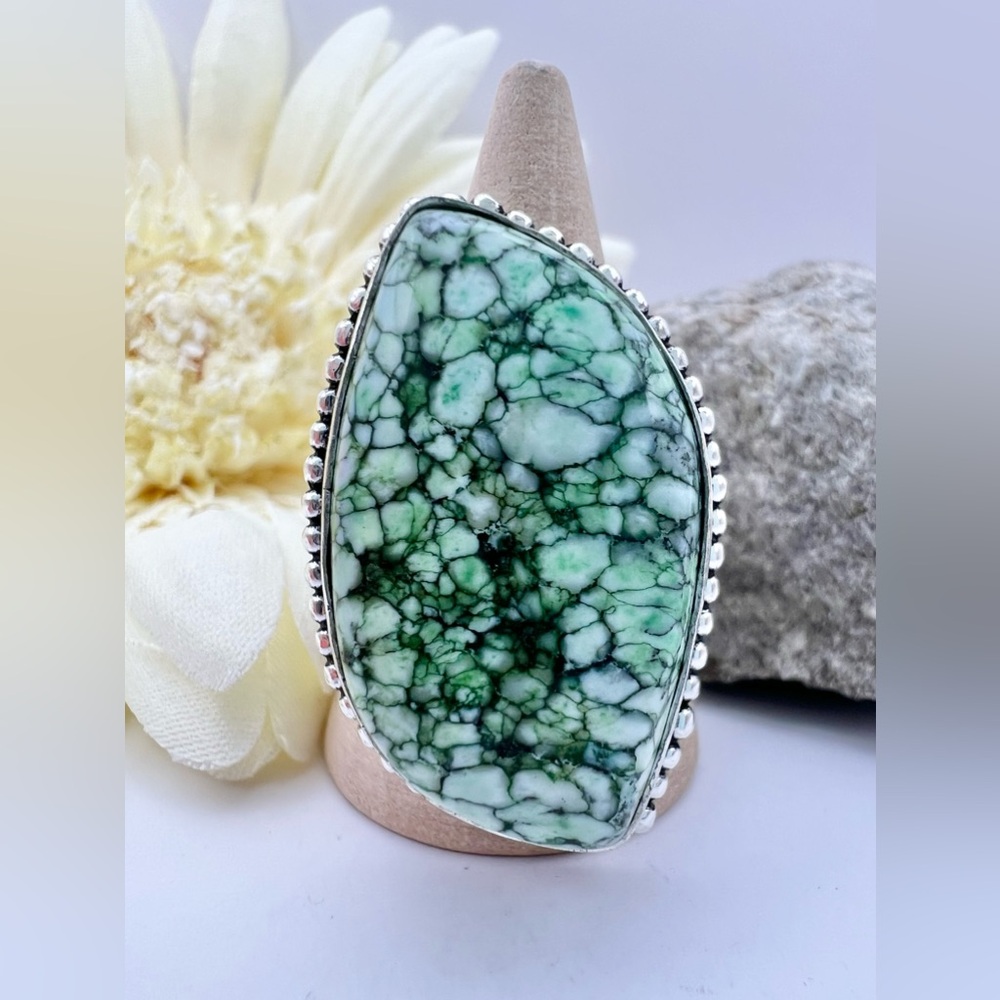 GREEN HOWLITE RING - Picture 4 of 11